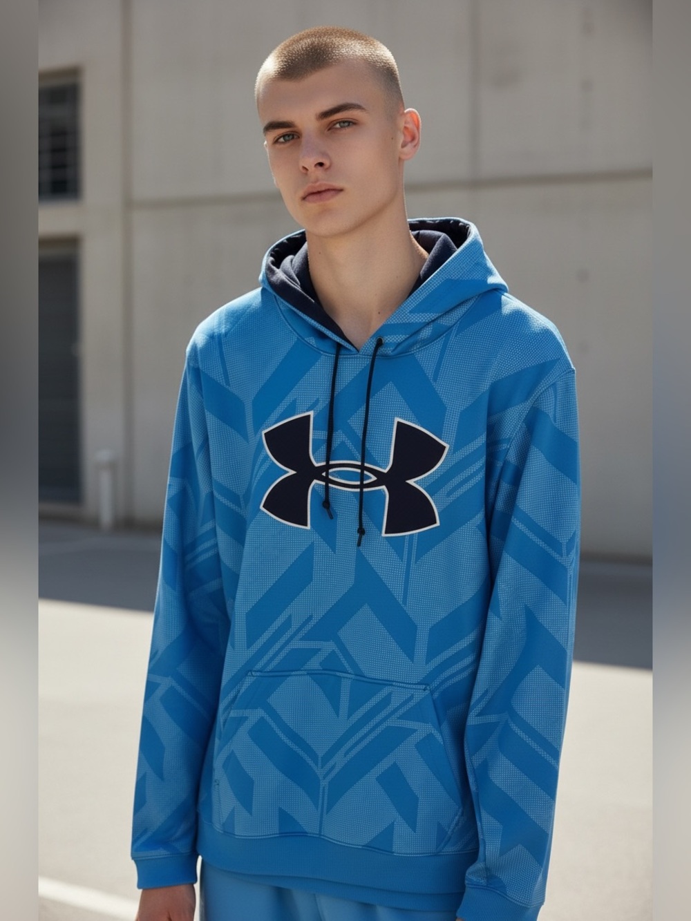 Under Armour Men’s Bright Blue Zip-Up Hoodie with Navy Logo